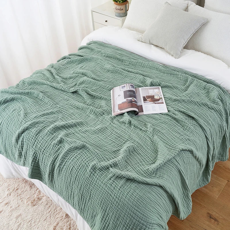 Battilo 100% Cotton Muslin Throw Blanket for Sofa 6 Layer Breathable Lightweight Boho Throws for Couch Bed Large Summer Blankets