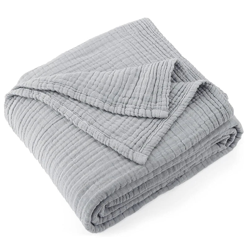Battilo 100% Cotton Muslin Throw Blanket for Sofa 6 Layer Breathable Lightweight Boho Throws for Couch Bed Large Summer Blankets