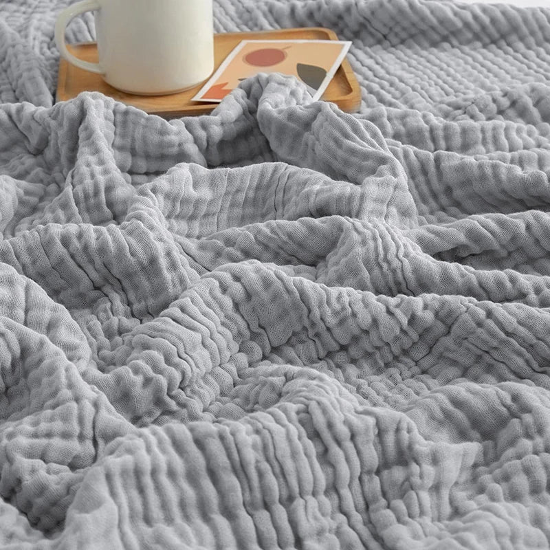Battilo 100% Cotton Muslin Throw Blanket for Sofa 6 Layer Breathable Lightweight Boho Throws for Couch Bed Large Summer Blankets