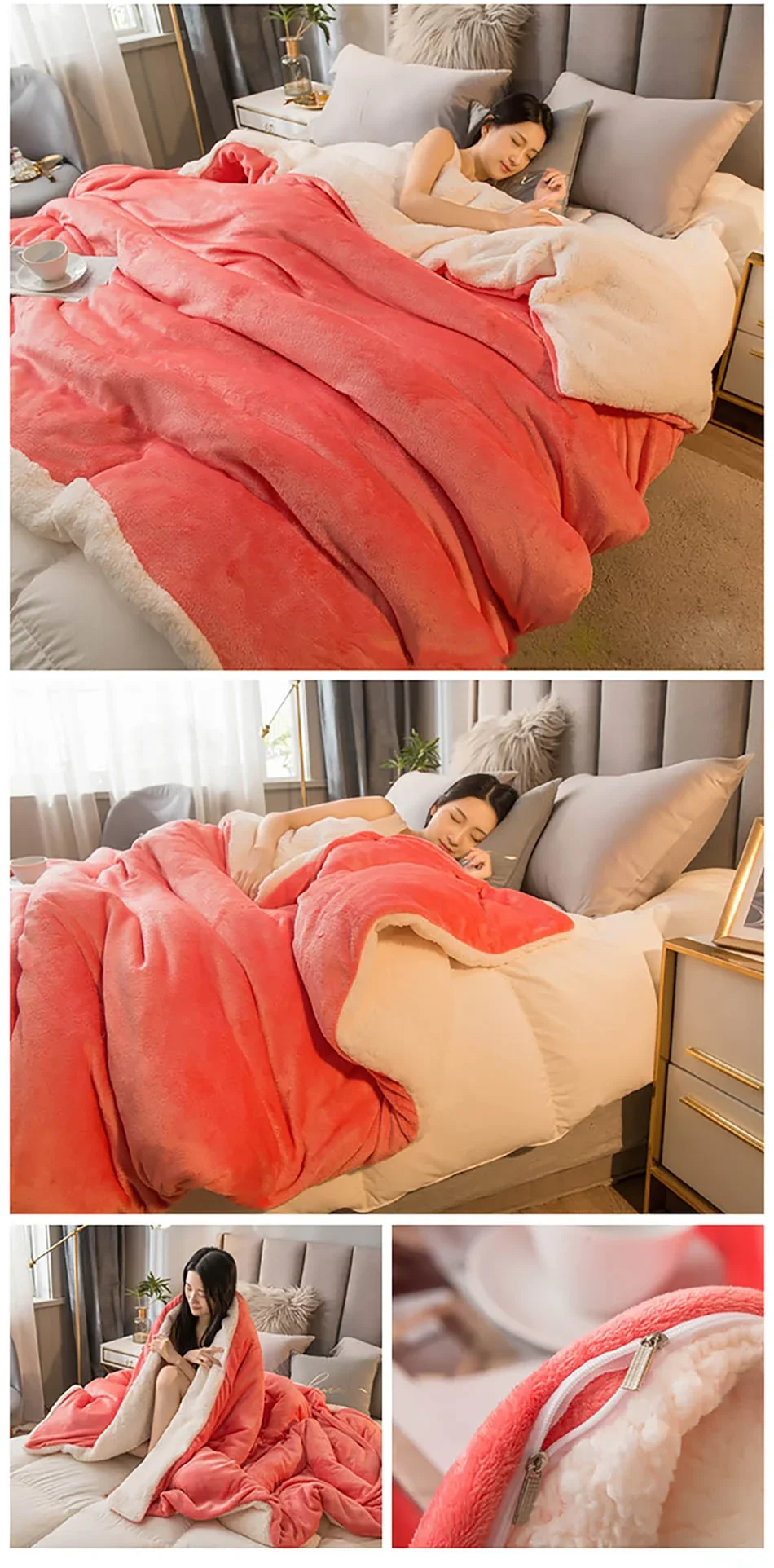 Wool Throw Blanket Keep Warm Winter Bed Blankets Double Sided Queen Duvet Cover Camping Double Bed Cover Bedspread On The Bed