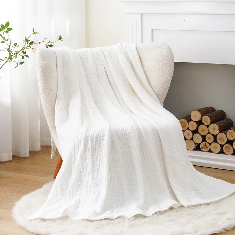 Battilo 100% Cotton Muslin Throw Blanket for Sofa 6 Layer Breathable Lightweight Boho Throws for Couch Bed Large Summer Blankets