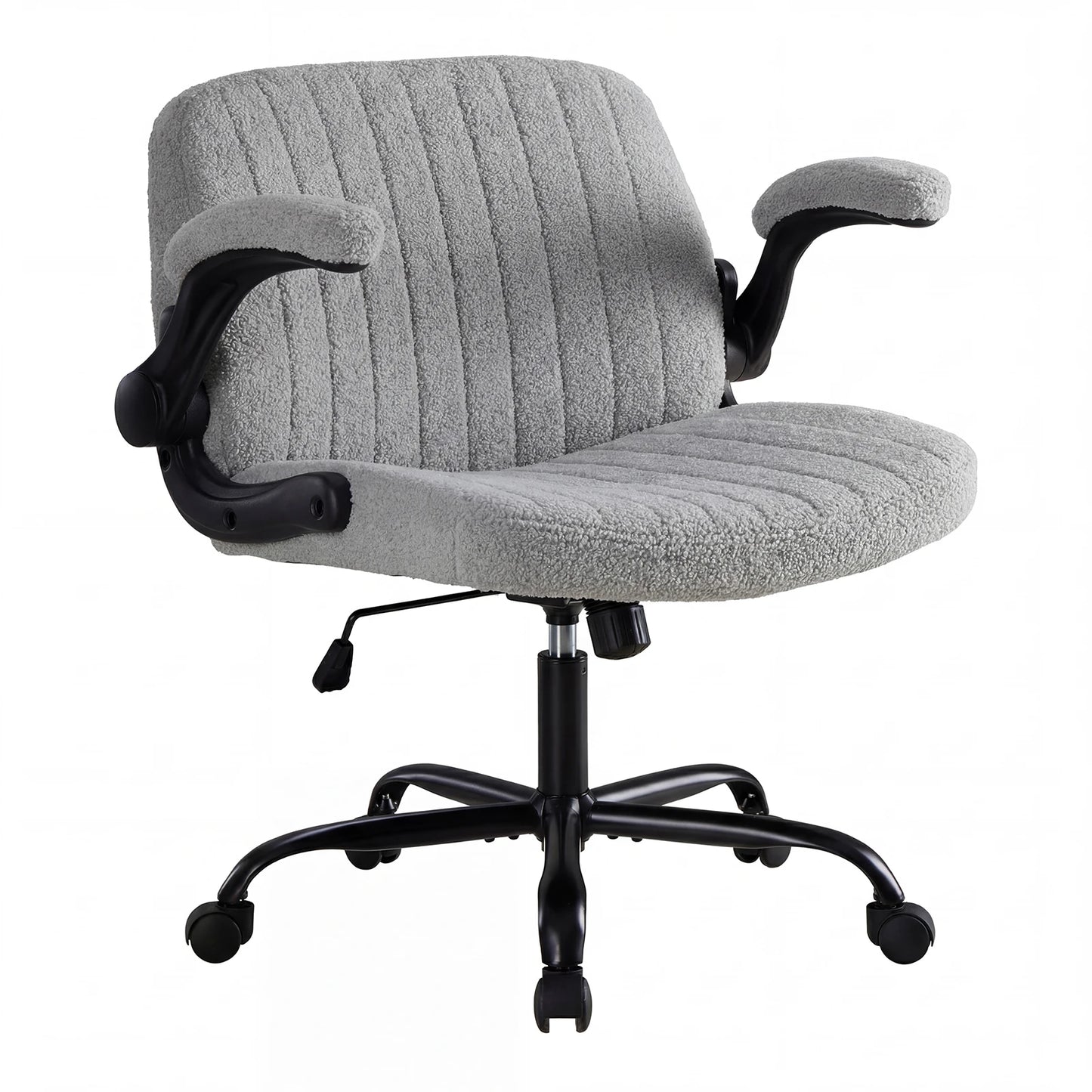 JHK Criss Cross Office Chair with Flip-Arms Wide Cross Legged Desk Vanity Chair Comfy Fabric Adjustable Swivel Chairs for Home