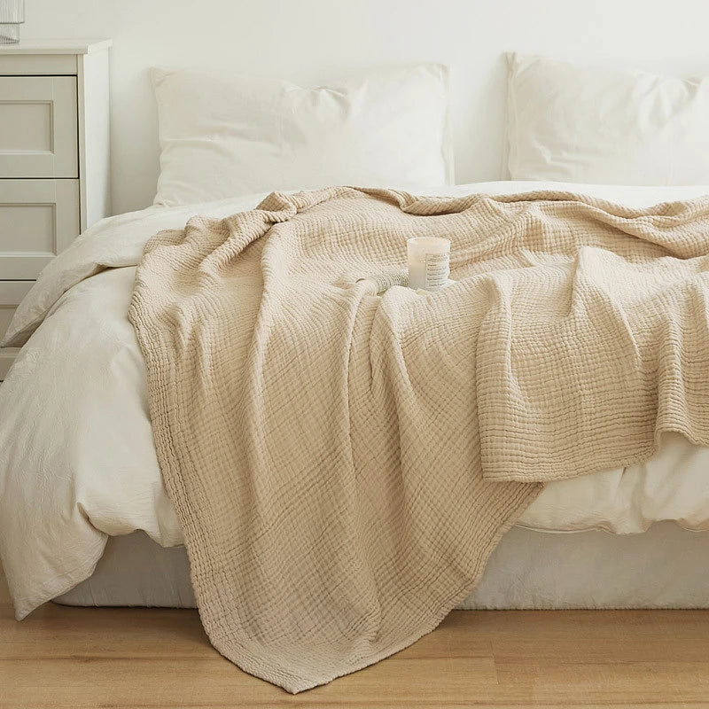 Battilo 100% Cotton Muslin Throw Blanket for Sofa 6 Layer Breathable Lightweight Boho Throws for Couch Bed Large Summer Blankets