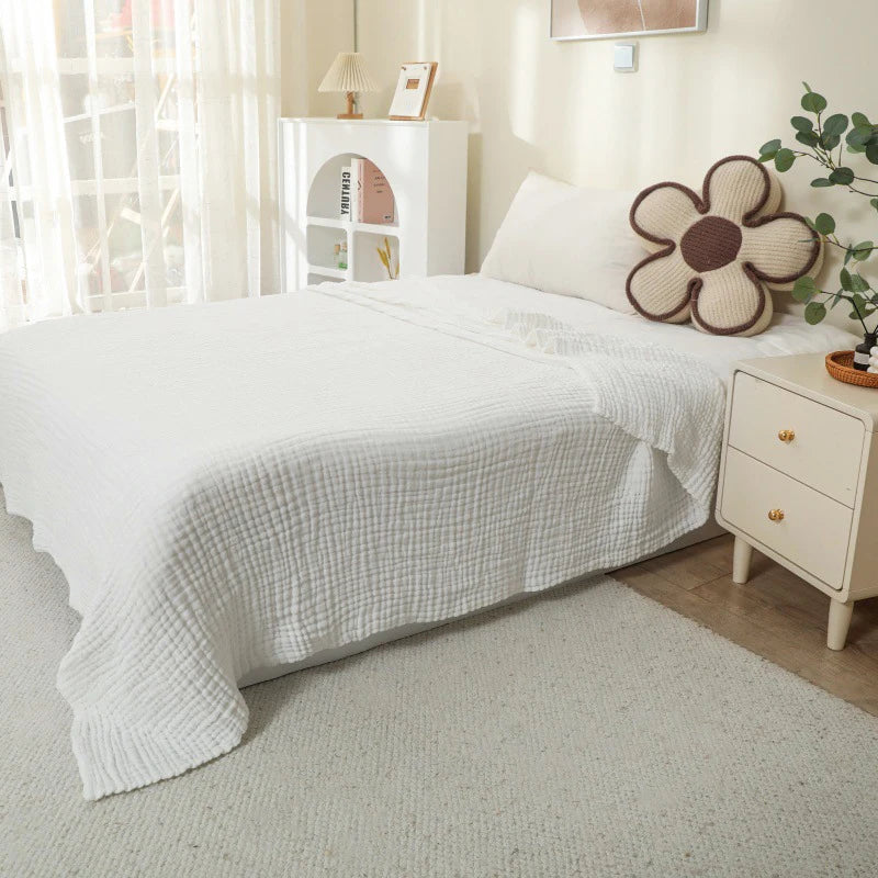 Battilo 100% Cotton Muslin Throw Blanket for Sofa 6 Layer Breathable Lightweight Boho Throws for Couch Bed Large Summer Blankets
